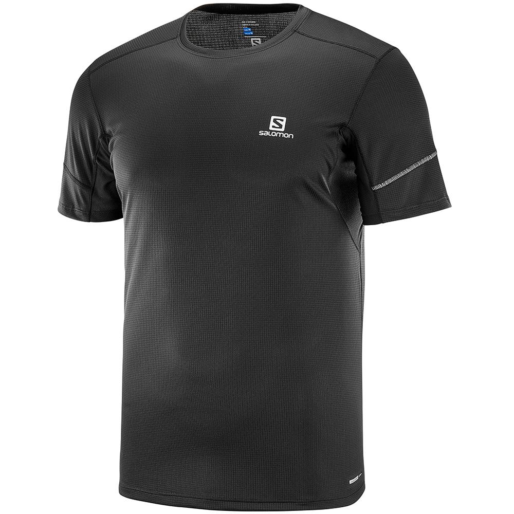 SALOMON AGILE SS M Philippines - Men's Tee Shirt - Black | 506782-WPG